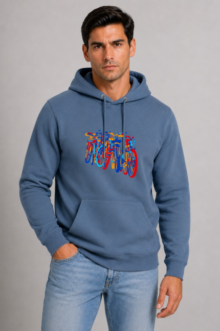 EA350 Urban Bikes σε unisex hoodie Σιέλ με μεταξοτυπία