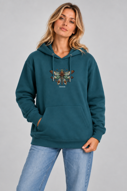 Μηχανική Λιβελούλα unisex hoodie σε πετρόλ