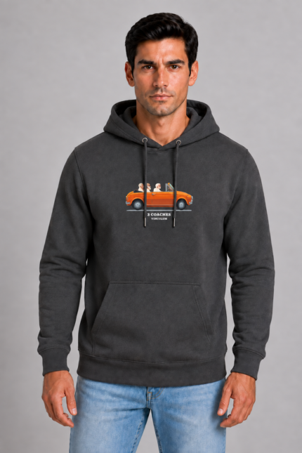 Three Coaches unisex hoodie Ανθρακί με εκτύπωση DTF – Vinculum