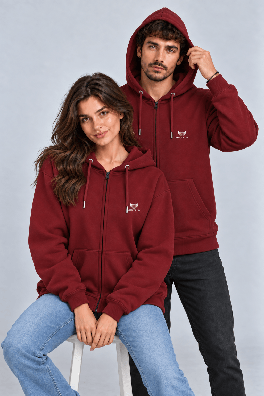 Vinculum unisex ζακέτα φούτερ - Μπορντό - main Unisex ζακέτα φούτερ Vinculum σε Μπορντό