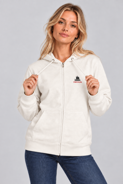Unisex ζακέτα φούτερ με κουκούλα και φερμουάρ VINCULUM – Off-White
