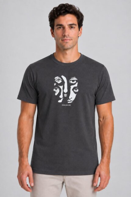 Πολλά Βλέμματα Organic T-Shirt Ανθρακί μοντέλο