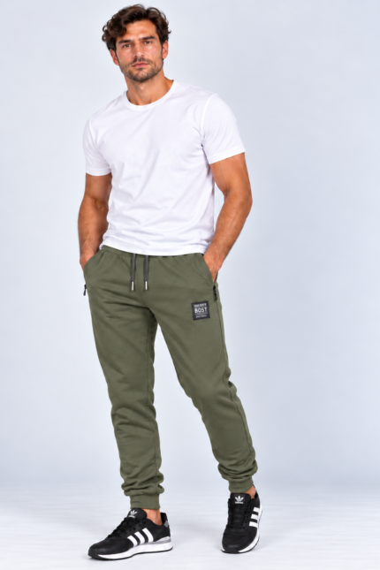 Ανδρικό παντελόνι φόρμας Body Style χακί με λάστιχο