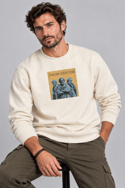 Γνώθι Σαυτόν unisex φούτερ λαιμόκοψη Off-White – VINCULUM