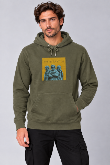 Γνώθι Σαυτόν unisex hoodie χακί – VINCULUM